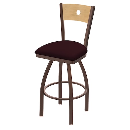 Holland Bar Stool Co 25" Swivel Counter Stool, Bronze Finish, Nat Back, Canter Bordeaux Seat 83025BZNatMplB005